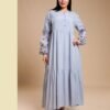 Hawanem Robe longue brodée – Réf 14153 – Gris bleu