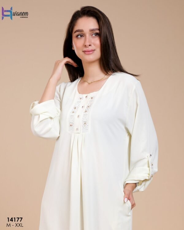 Hawanem Robe d'intérieur longue – Réf 14177 – Écru