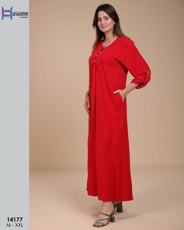 Hawanem Robe d'intérieur longue – Réf 14177 – Rouge