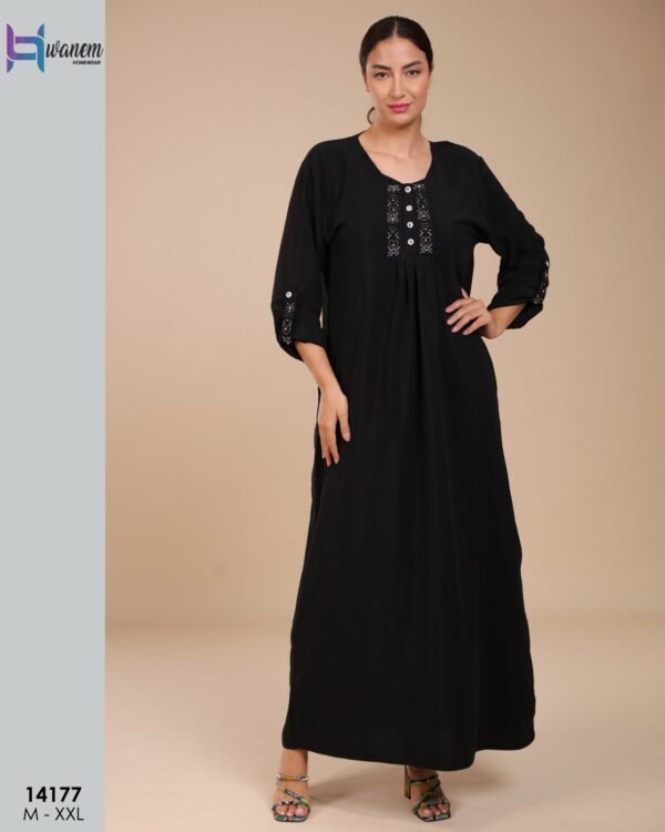 Hawanem Robe d'intérieur longue – Réf 14177 – Noir