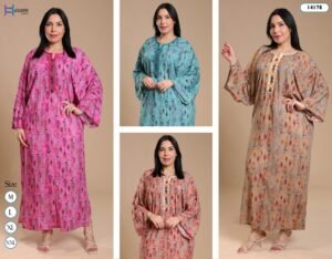 Hawanem Caftan d'intérieur imprimé – Réf 14178 – Couleurs assorties