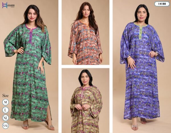 Hawanem Caftan d'intérieur imprimé – Réf 14180 – Couleurs assorties