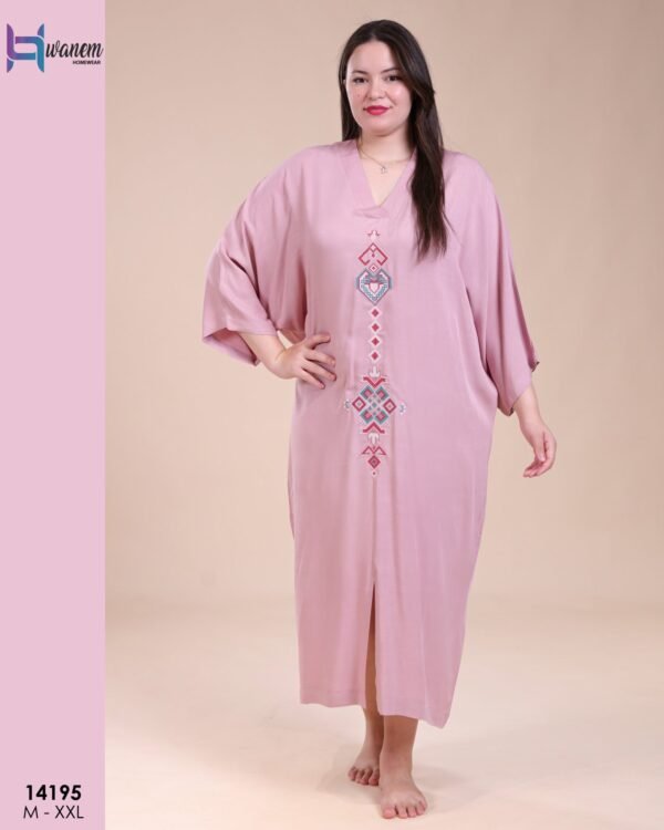 Hawanem Caftan d'intérieur brodé – Réf 14195 – Vieux rose