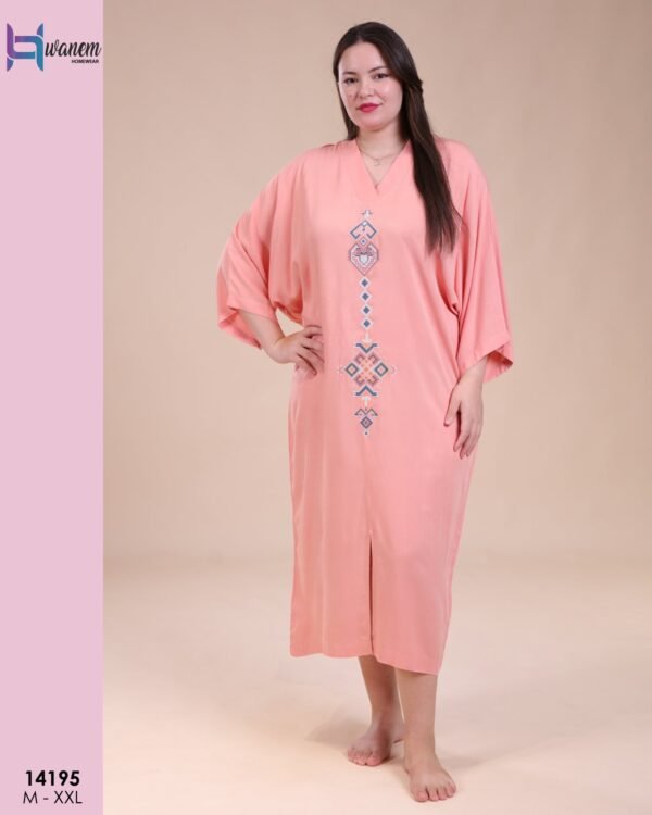 Hawanem Caftan d'intérieur brodé – Réf 14195 – Pêche