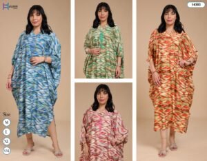 Hawanem Caftan d'intérieur imprimé – Réf 14303 – Couleurs assorties
