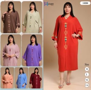 Hawanem Caftan d'intérieur brodé – Réf 14304 – Couleurs assorties