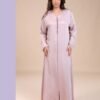 Hawanem Caftan d'intérieur satiné – Réf 14318 – Rose poudré