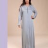 Hawanem Caftan d'intérieur satiné – Réf 14318 – Gris bleu