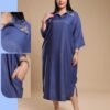 Hawanem Robe longue à col chemise – Réf 14349 – Bleu jean