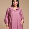 Hawanem Robe longue à col chemise – Réf 14349 – Vieux rose