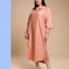 Hawanem Robe longue à col chemise – Réf 14349 – Pêche