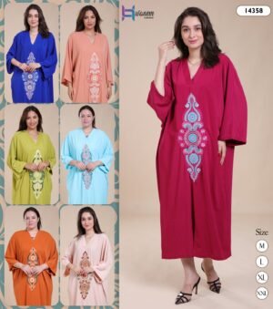 Hawanem Caftan d'intérieur brodé – Réf 14358 – Couleurs assorties
