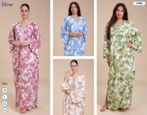 Hawanem Caftan d'intérieur imprimé – Réf 14383 – Couleurs assorties