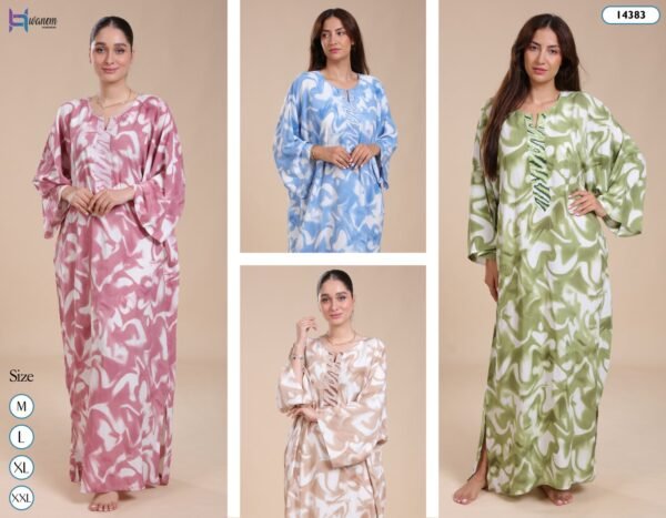 Hawanem Caftan d'intérieur imprimé – Réf 14383 – Couleurs assorties