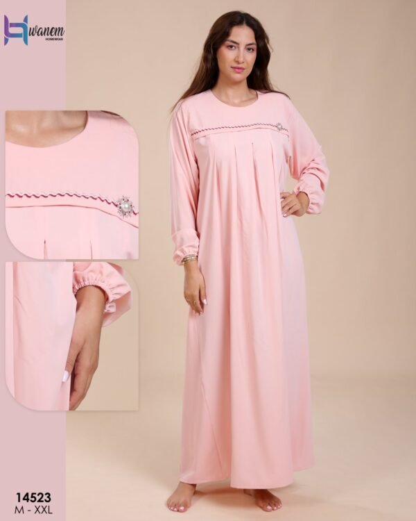Hawanem Robe d'intérieur longue – Réf 14523 – Rose poudré