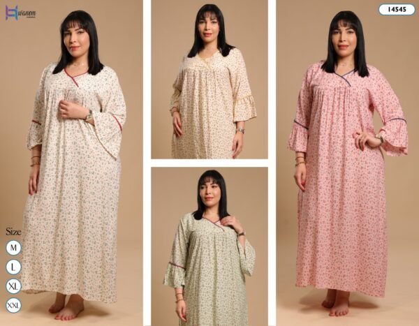Hawanem Chemise de nuit longue fleurie – Réf 14545 – Couleurs assorties