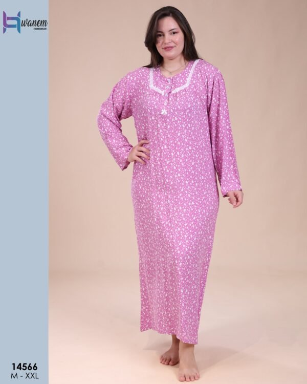 Hawanem Chemise de nuit longue fleurie – Réf 14566 – Rose fleuri Hawanem Chemise de nuit longue fleurie – Réf 14566 – Rose fleuri