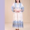 Hawanem Robe longue imprimée – Réf 14863 – Écru bleu