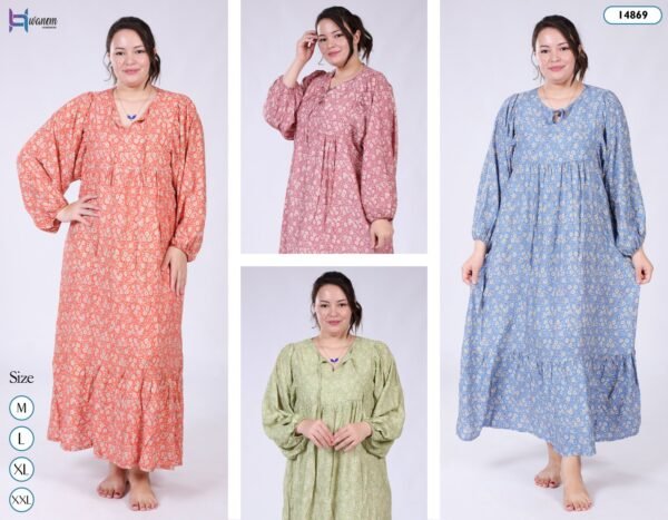 Hawanem Robe longue fleurie – Réf 14869 – Couleurs assorties