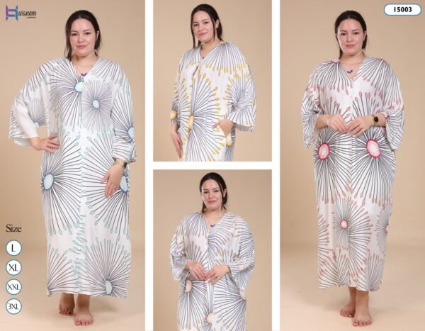 Hawanem Caftan d'intérieur imprimé – Réf 15003 – Couleurs assorties