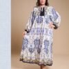 Hawanem Robe longue imprimée – Réf 15104 – Écru bleu