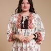 Hawanem Robe longue imprimée – Réf 15104 – Écru rouge