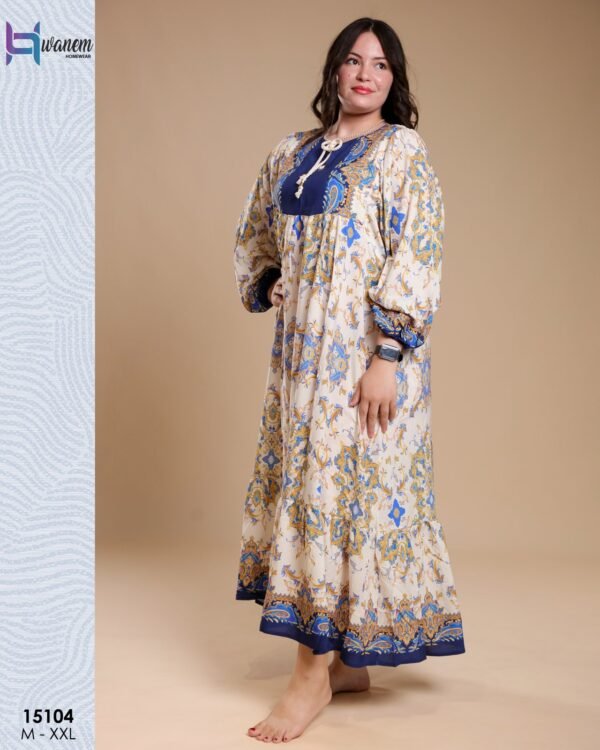 Hawanem Robe longue imprimée – Réf 15104 – Écru jaune