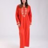 Hawanem Djellaba d'intérieur brodée – Réf 16135 – Rouge orangé