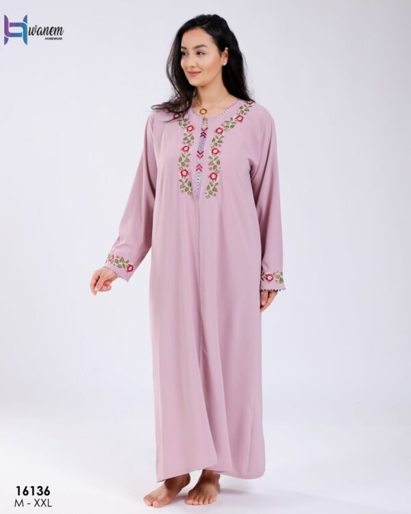 Hawanem Djellaba d'intérieur brodée – Réf 16136 – Mauve