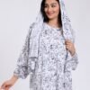 Hawanem Robe de prière avec voile imprimée – Réf 18113 – Blanc et noir