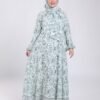 Hawanem Robe de prière avec voile imprimée – Réf 18113 – Blanc et vert