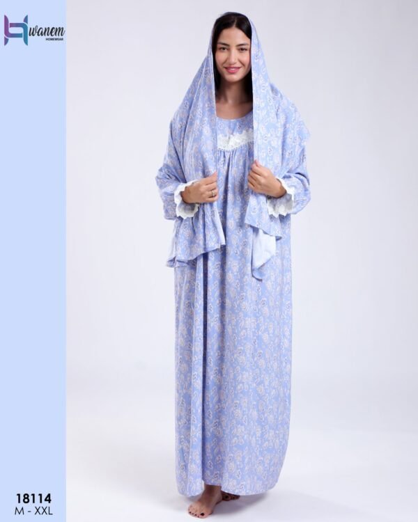 Hawanem Robe de prière avec voile fleurie – Réf 18114 – Lavande