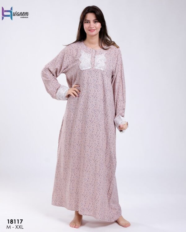 Hawanem Robe de prière avec voile dentelle – Réf 18117 – Beige rosé