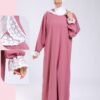 Hawanem Robe de prière manches dentelle – Réf 18131 – Vieux rose