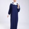 Hawanem Robe de prière manches dentelle – Réf 18131 – Bleu marine