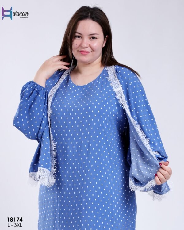 Hawanem Robe de prière avec voile à pois – Réf 18174 – Bleu