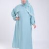 Hawanem Robe de prière avec voile à pois – Réf 18174 – Vert d'eau