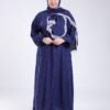 Hawanem Robe de prière avec voile à pois – Réf 18174 – Bleu marine
