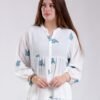 Hawanem Robe longue brodée – Réf 18199 – Blanc et bleu