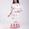 Hawanem Robe longue brodée – Réf 18199 – Blanc et rouge