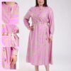 Hawanem Robe chemise longue ceinturée – Réf 18622 – Rose