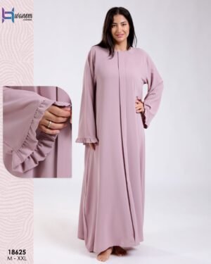 Hawanem Robe longue à volants aux manches – Réf 18625 – Mauve clair
