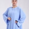 Hawanem Robe longue à volants aux manches – Réf 18625 – Bleu ciel