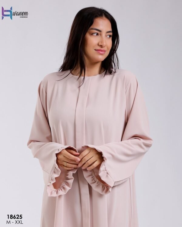 Hawanem Robe longue à volants aux manches – Réf 18625 – Rose pâle