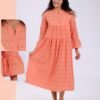Hawanem Robe mi-longue broderie anglaise – Réf 18626 – Corail