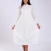 Hawanem Robe mi-longue broderie anglaise – Réf 18626 – Blanc