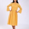 Hawanem Robe mi-longue broderie anglaise – Réf 18626 – Jaune