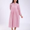 Hawanem Robe mi-longue broderie anglaise – Réf 18626 – Rose
