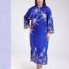 Hawanem Robe longue imprimée palmiers – Réf 18627 – Bleu roi