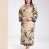 Hawanem Robe longue imprimée palmiers – Réf 18627 – Beige et noir
